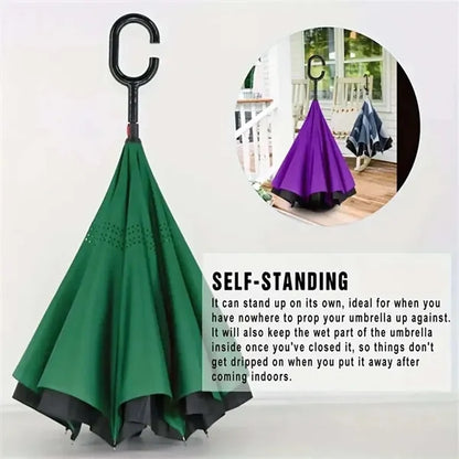 Extra Large Windproof Golf C-shape Handle Inverted Umbrella
