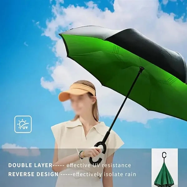 Extra Large Windproof Golf C-shape Handle Inverted Umbrella