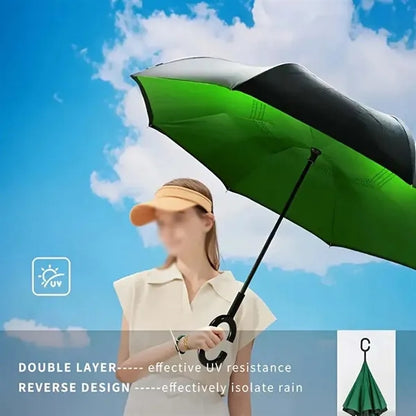 Extra Large Windproof Golf C-shape Handle Inverted Umbrella