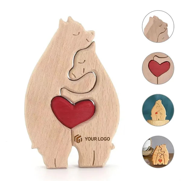 House decorative personalized bear family wooden art puzzle