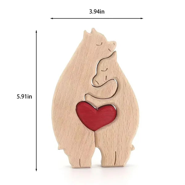 House decorative personalized bear family wooden art puzzle