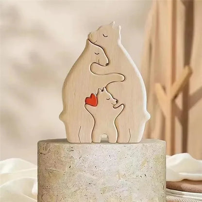 House decorative personalized bear family wooden art puzzle