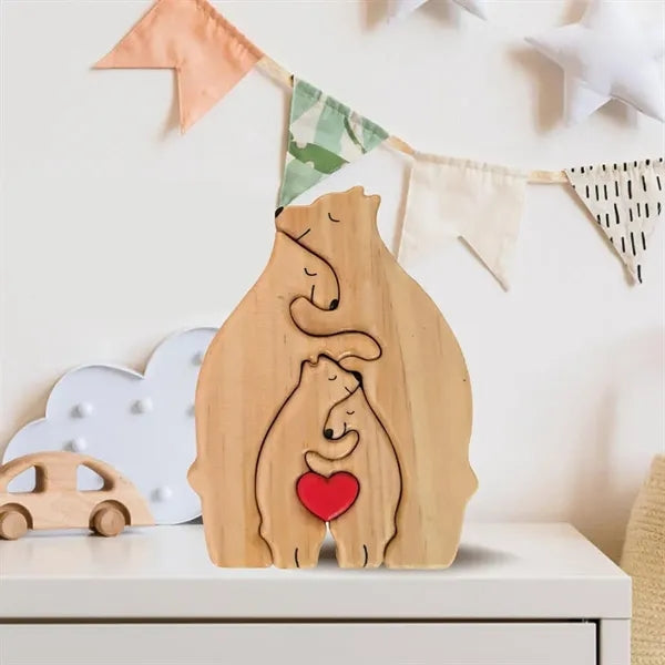 House decorative personalized bear family wooden art puzzle