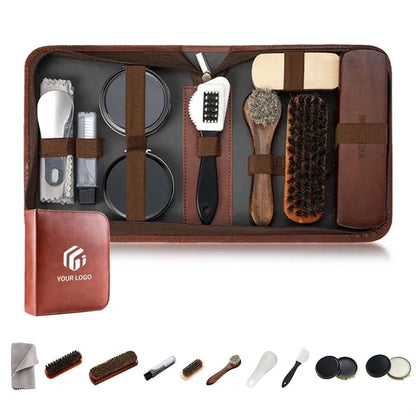 Portable 11pcs boot shine leather cleaning shoe polish kit