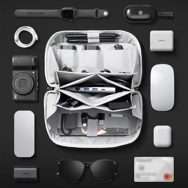 Large capacity travel portable data cable storage bag