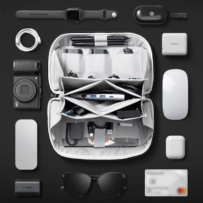 Large capacity travel portable data cable storage bag