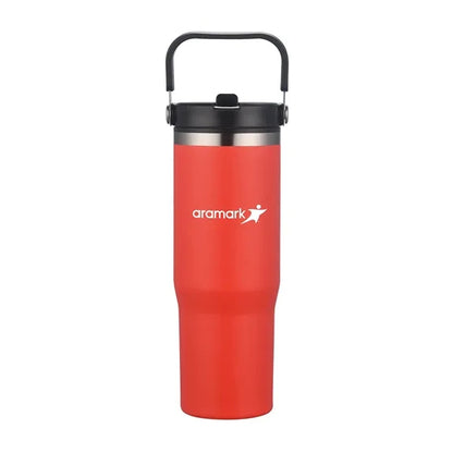30oz. Double Wall SS / PP Mug with Handle and Flip Straw