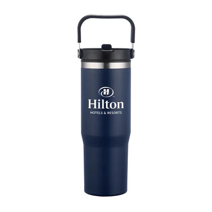 30oz. Double Wall SS / PP Mug with Handle and Flip Straw