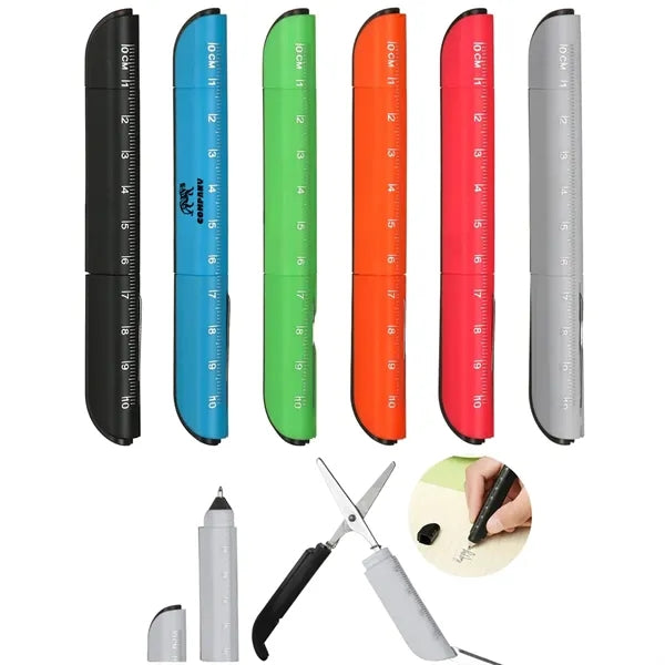 3 In 1 Ballpoint Pen Cutter with Foldable Scissors