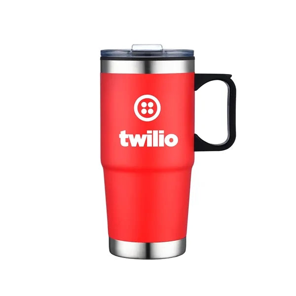 24oz Double Wall SS / PP Mug with Clear Closure Lid and Hand