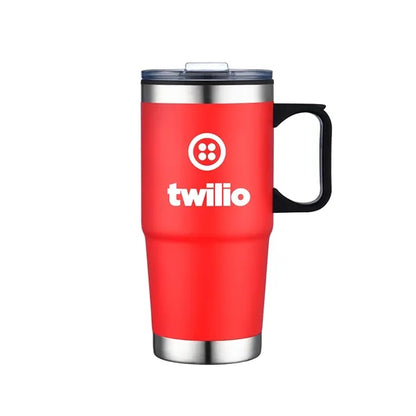 24oz Double Wall SS / PP Mug with Clear Closure Lid and Hand