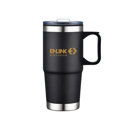 24oz Double Wall SS / PP Mug with Clear Closure Lid and Hand