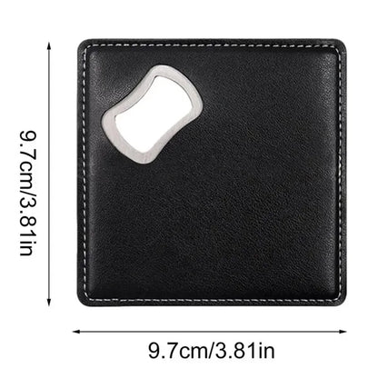 Square PU Leather Coaster with Bottle Opener