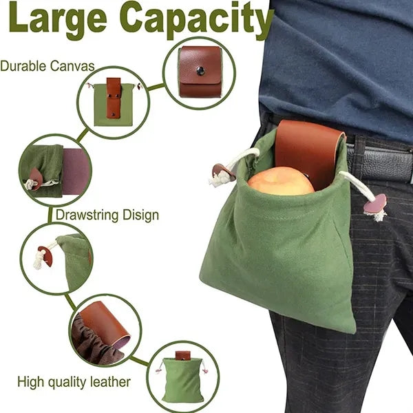 Canvas Foraging Drawstring Bag