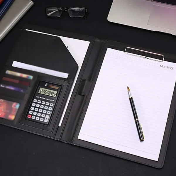 Professional business card office padfolio with calculator