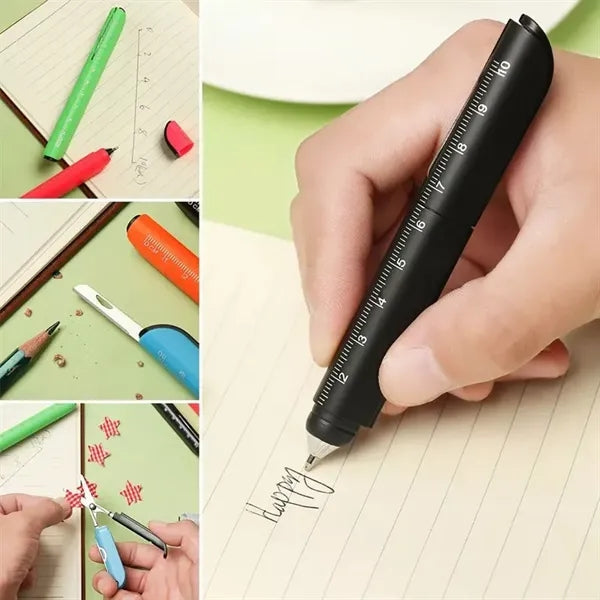 4-in-1 Multifuntional Ballpoint Pen with Scissors Knife Rule