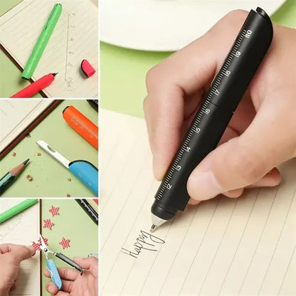 4-in-1 Multifuntional Ballpoint Pen with Scissors Knife Rule