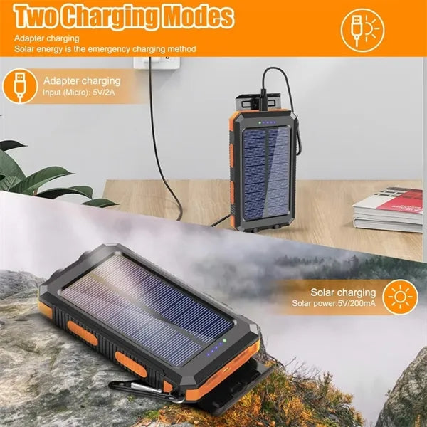 Outdoor Waterproof Solar Power Bank with Compass