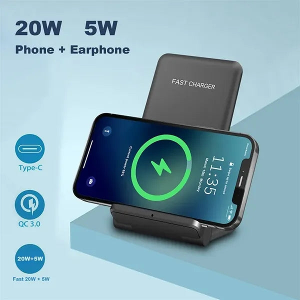 Foldable 2 in 1 Wireless Charging Station