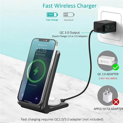 Foldable 2 in 1 Wireless Charging Station