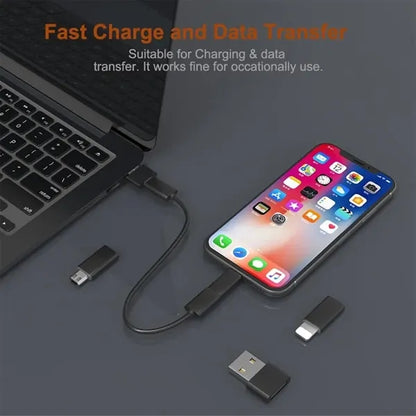 Round Bamboo Multi USB Charging Adapter Cable Kit
