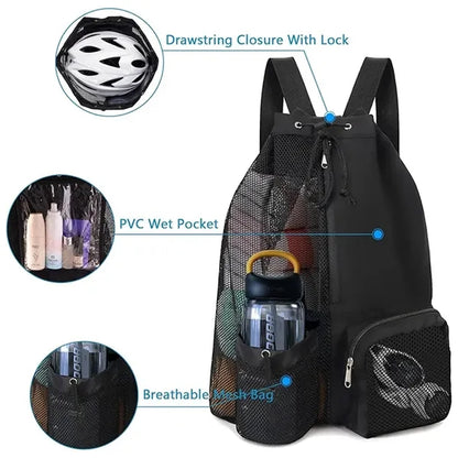 Mesh Backpack Swimming Drawstring Bag