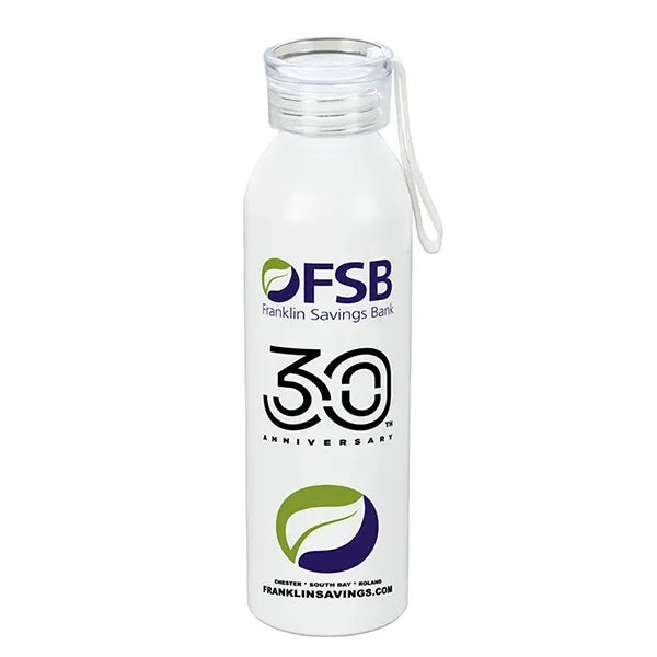 22 OZ Recycled RPET Aluminum Bottle With Carry Strap Lid