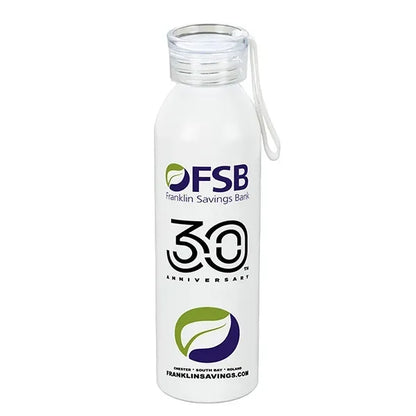 22 OZ Recycled RPET Aluminum Bottle With Carry Strap Lid