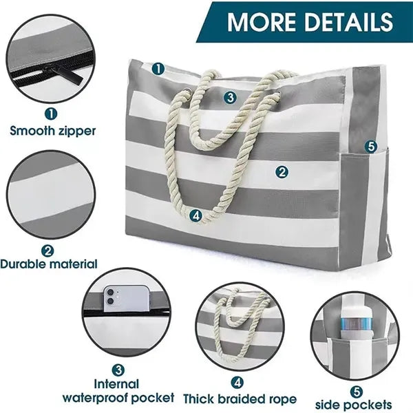 Large Waterproof Beach Tote Bag