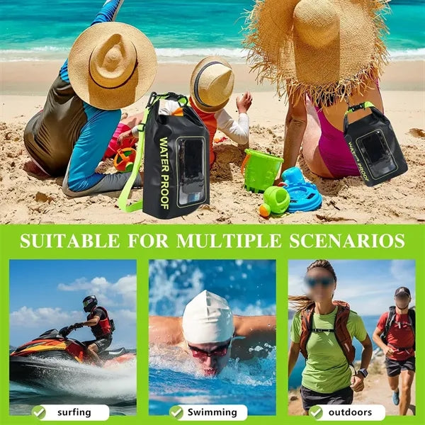 Large capacity roll top waterproof pool phone dry bag