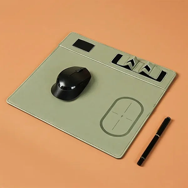 Wireless Charging Mouse Pad Premium Pu Leather
