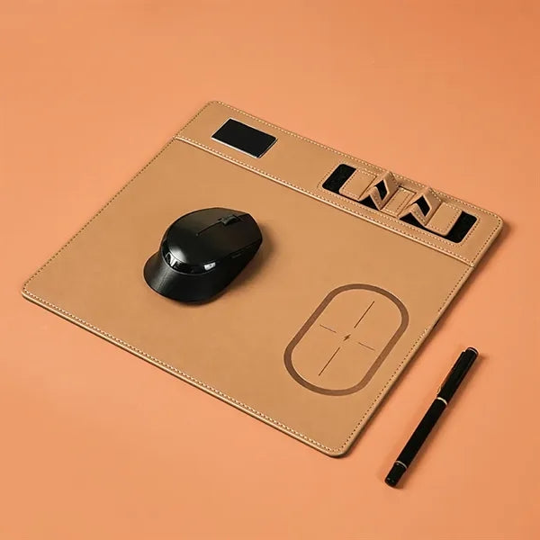 Wireless Charging Mouse Pad Premium Pu Leather