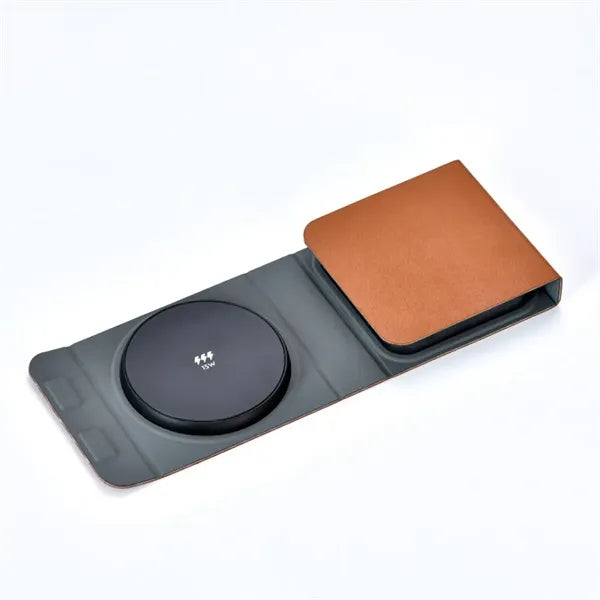 Pu Leather Foldable Wireless Charger 3-In-1 For Smartphone