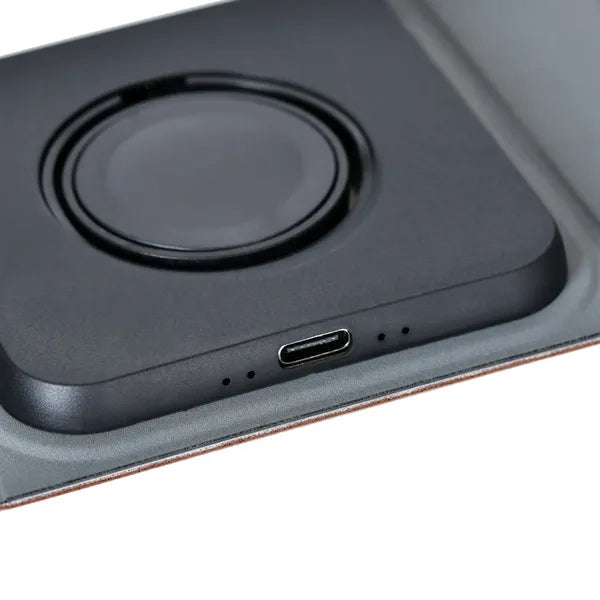 Pu Leather Foldable Wireless Charger 3-In-1 For Smartphone