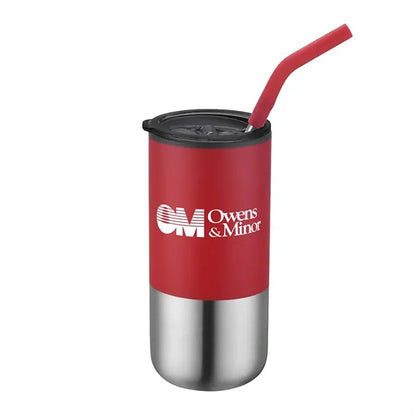 16oz. Double Wall SS / PP Tumbler w/Silicone Sip Steel Straw