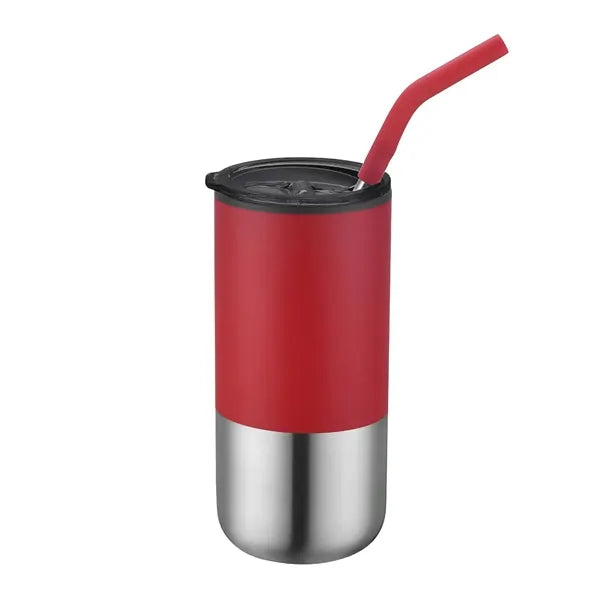 16oz. Double Wall SS / PP Tumbler w/Silicone Sip Steel Straw