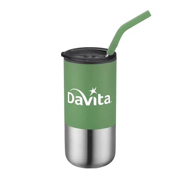 16oz. Double Wall SS / PP Tumbler w/Silicone Sip Steel Straw