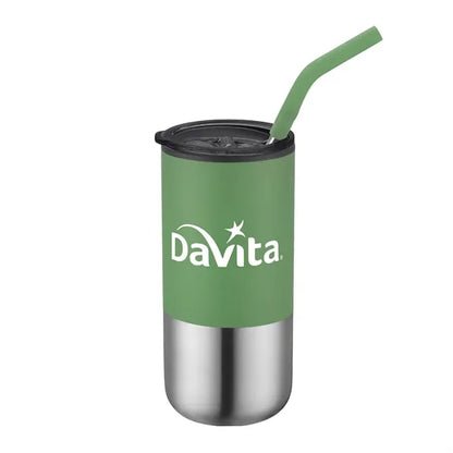 16oz. Double Wall SS / PP Tumbler w/Silicone Sip Steel Straw