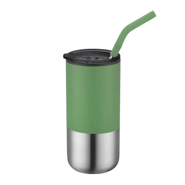 16oz. Double Wall SS / PP Tumbler w/Silicone Sip Steel Straw