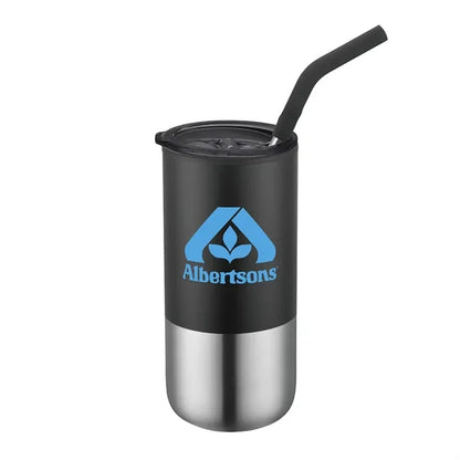 16oz. Double Wall SS / PP Tumbler w/Silicone Sip Steel Straw