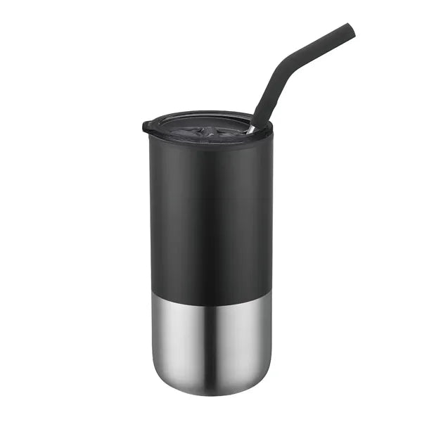 16oz. Double Wall SS / PP Tumbler w/Silicone Sip Steel Straw