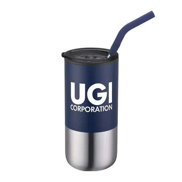 16oz. Double Wall SS / PP Tumbler w/Silicone Sip Steel Straw
