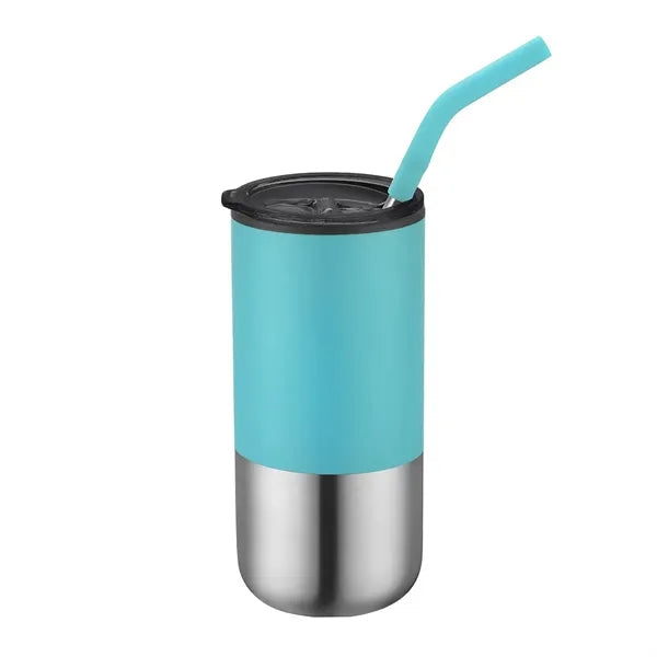 16oz. Double Wall SS / PP Tumbler w/Silicone Sip Steel Straw