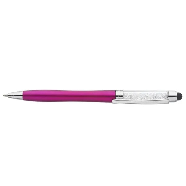 Slender Crystalline Plastic Ballpoint Pen with Stylus