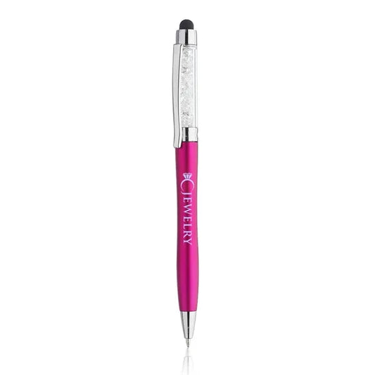 Slender Crystalline Plastic Ballpoint Pen with Stylus