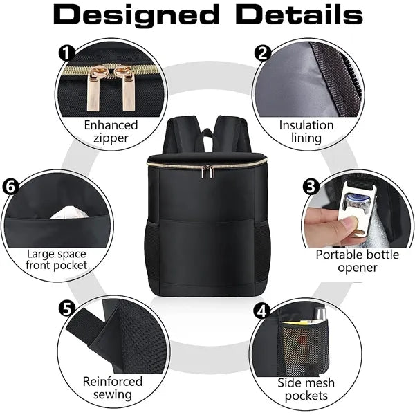 Insulated Cooler Backpack for Travel, Camping, Beach