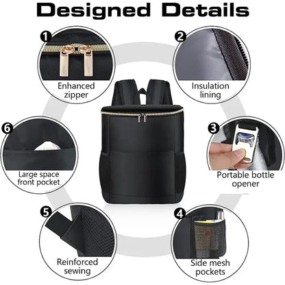 Insulated Cooler Backpack for Travel, Camping, Beach