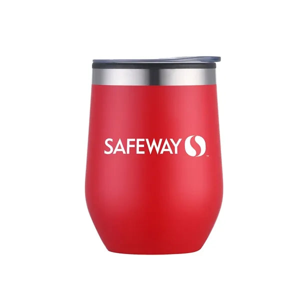 12oz. Double Wall SS / PP Wine Mug with Clear Lid