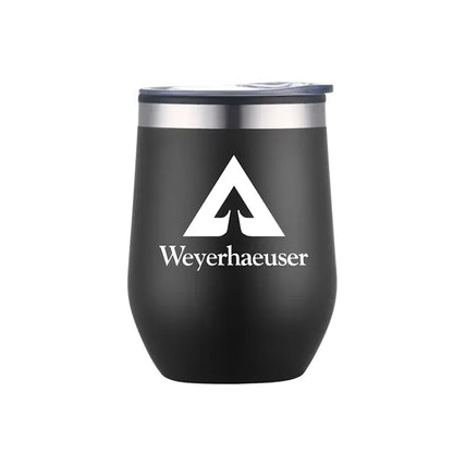 12oz. Double Wall SS / PP Wine Mug with Clear Lid