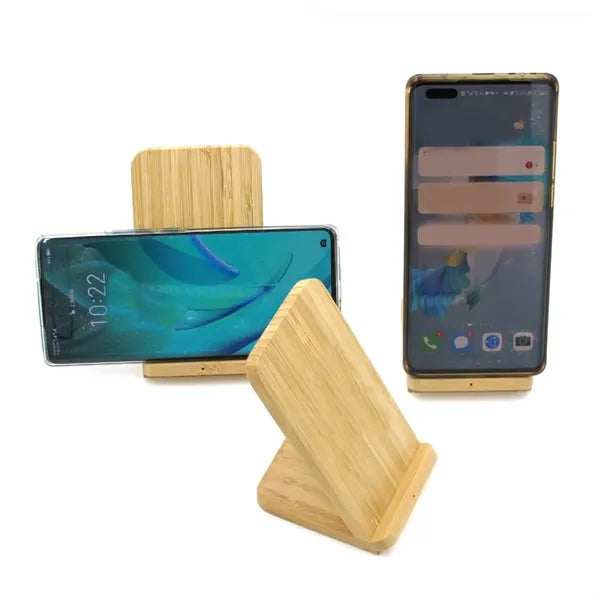 Eco-Friendly Bamboo Wireless Charging Stand for Smartphones